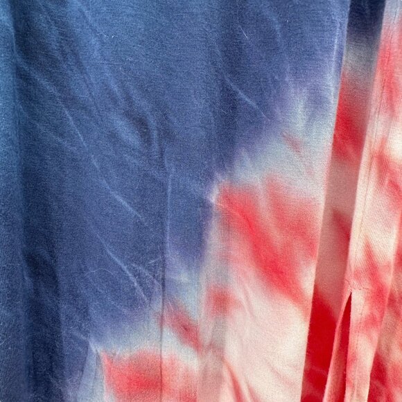 Lane Bryant Tie Dye Maxi Skirt Womens 18/20 Blue Red White Elastic Waist - Picture 3 of 7